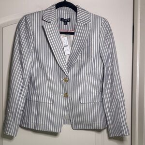 J. Crew Women's Navy and White Striped Blazer